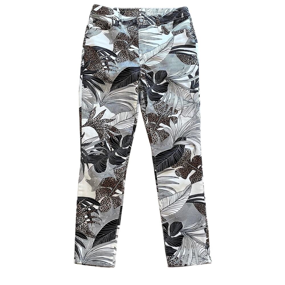 Chico's So Slimming Girlfriend Slim Leg Ankle Jean Tropical Animal/Leopard, 4